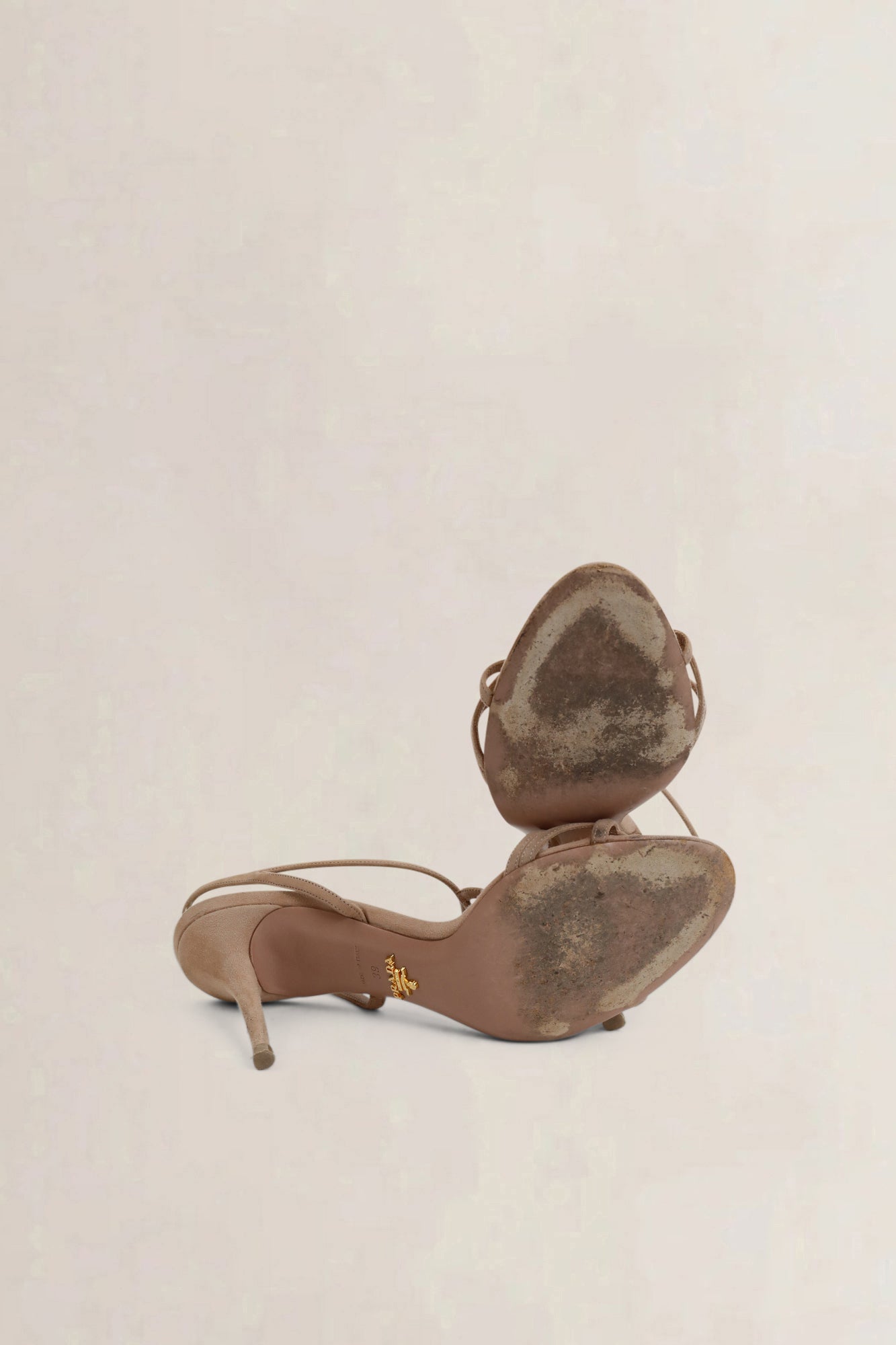 Beige Suede Ankle Strap Sandals