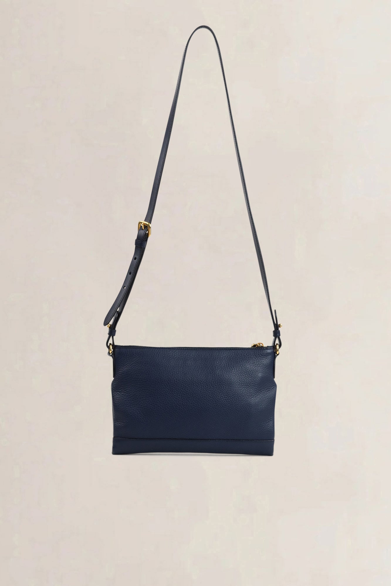 Blue Vitello Daino Crossbody Bag