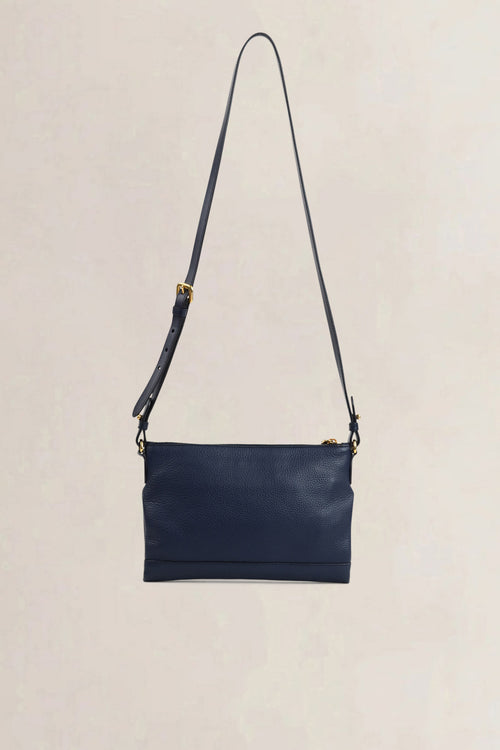Blue Vitello Daino Crossbody Bag
