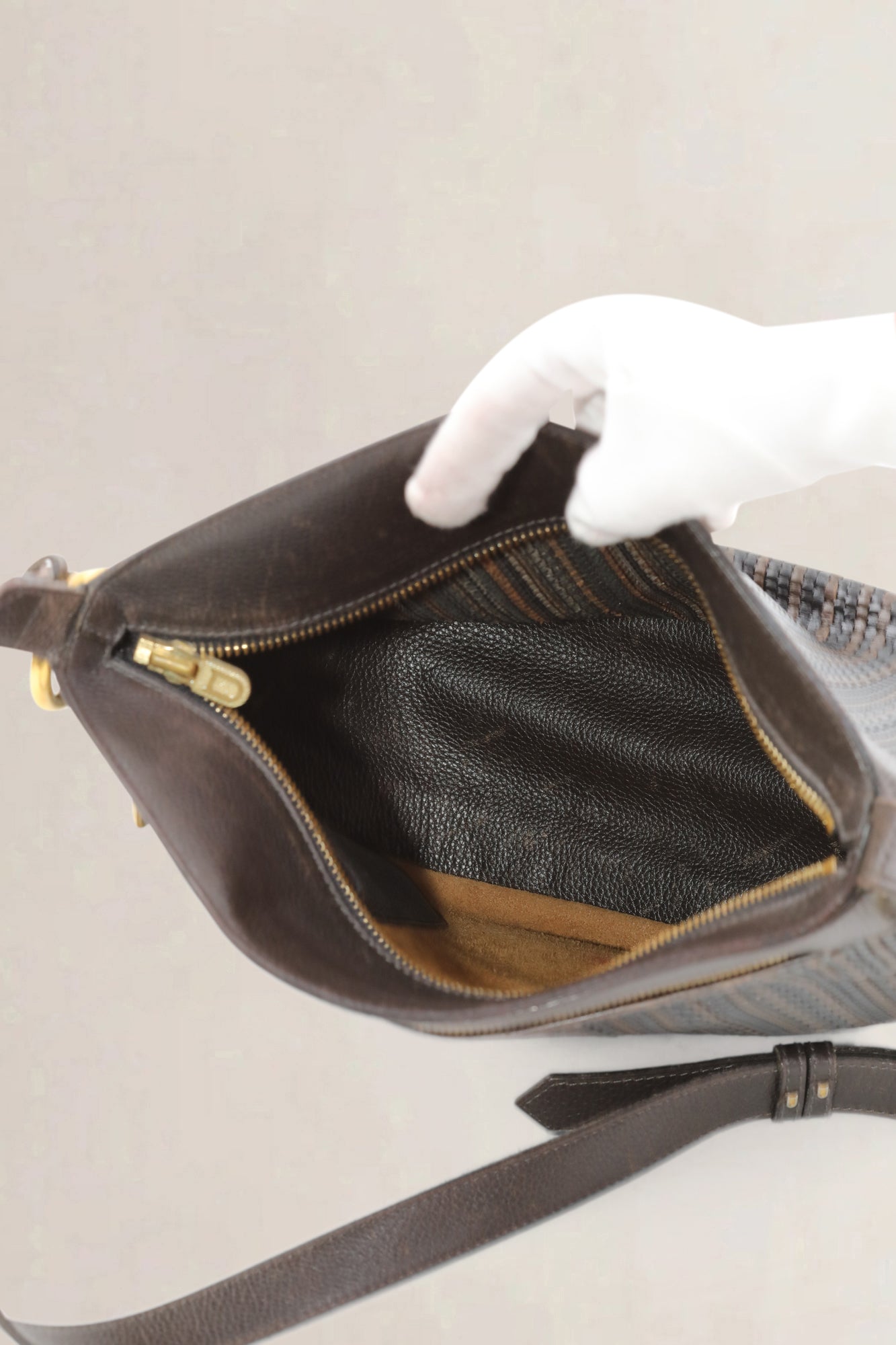 Brown Toile De Cuir Crossbody Bag