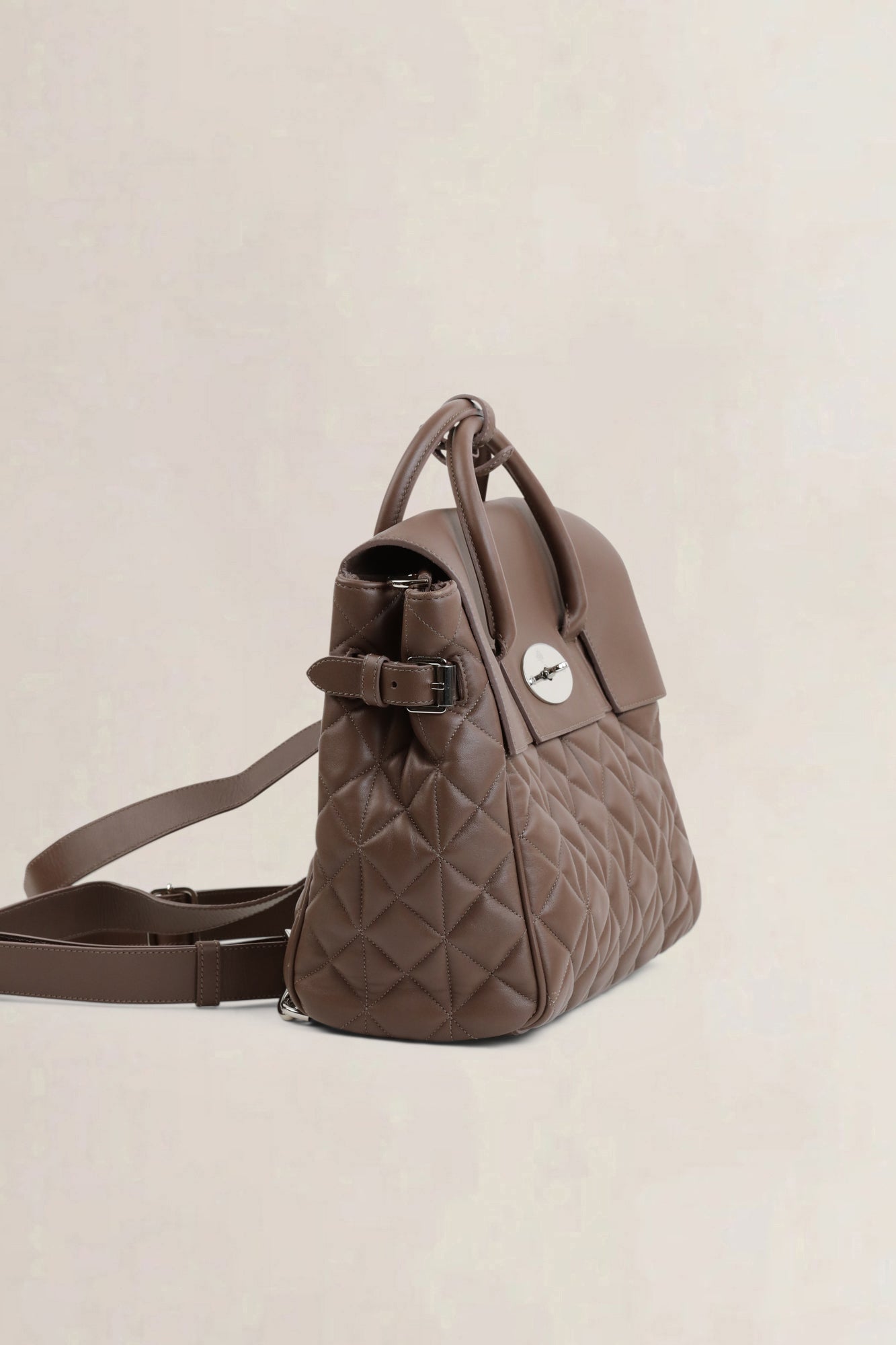 Brown Quilted Cara Delevingne Backpack