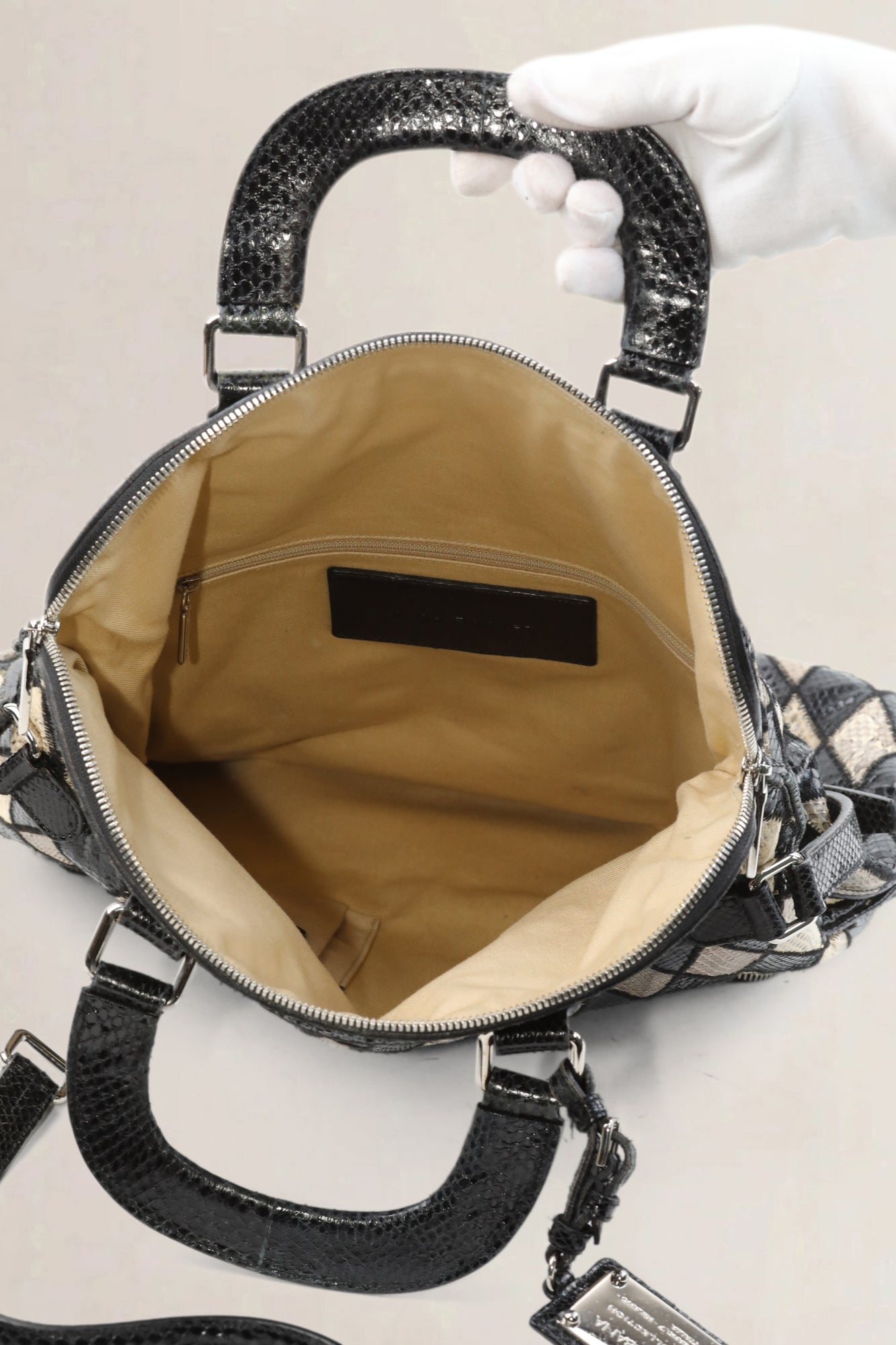 Black Python Diamond Miss Pocket Ayers Foldover Shoulder Bag