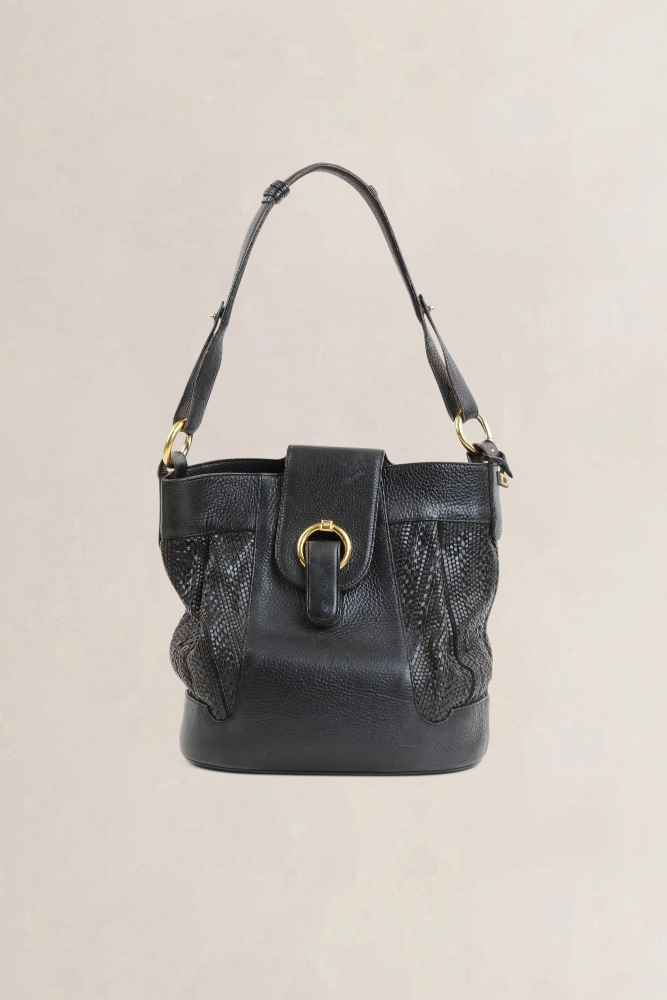 Black Toile De Cuir Shoulder Bag