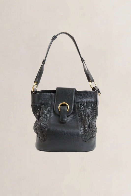 Black Toile De Cuir Shoulder Bag