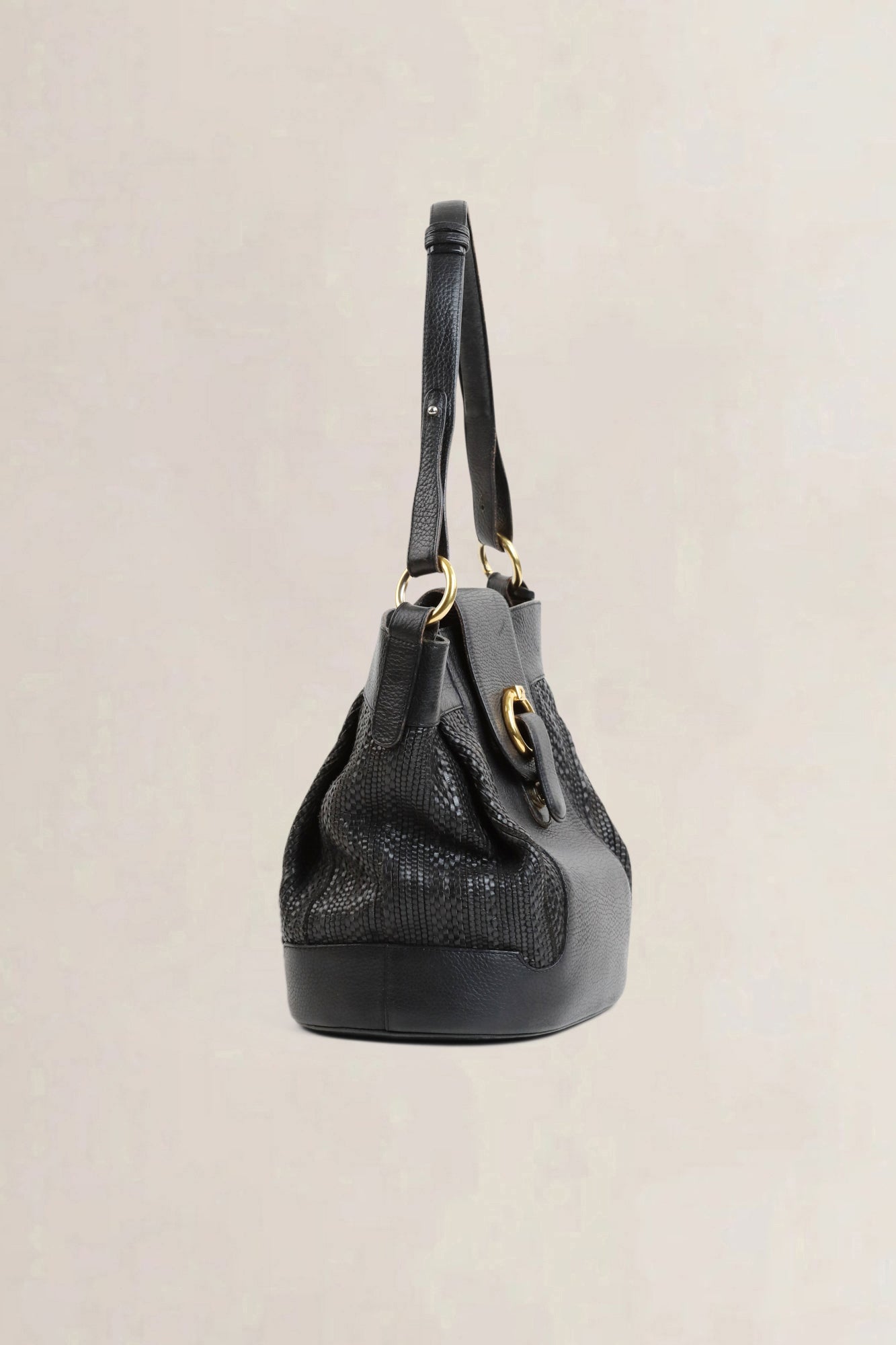 Black Toile De Cuir Shoulder Bag