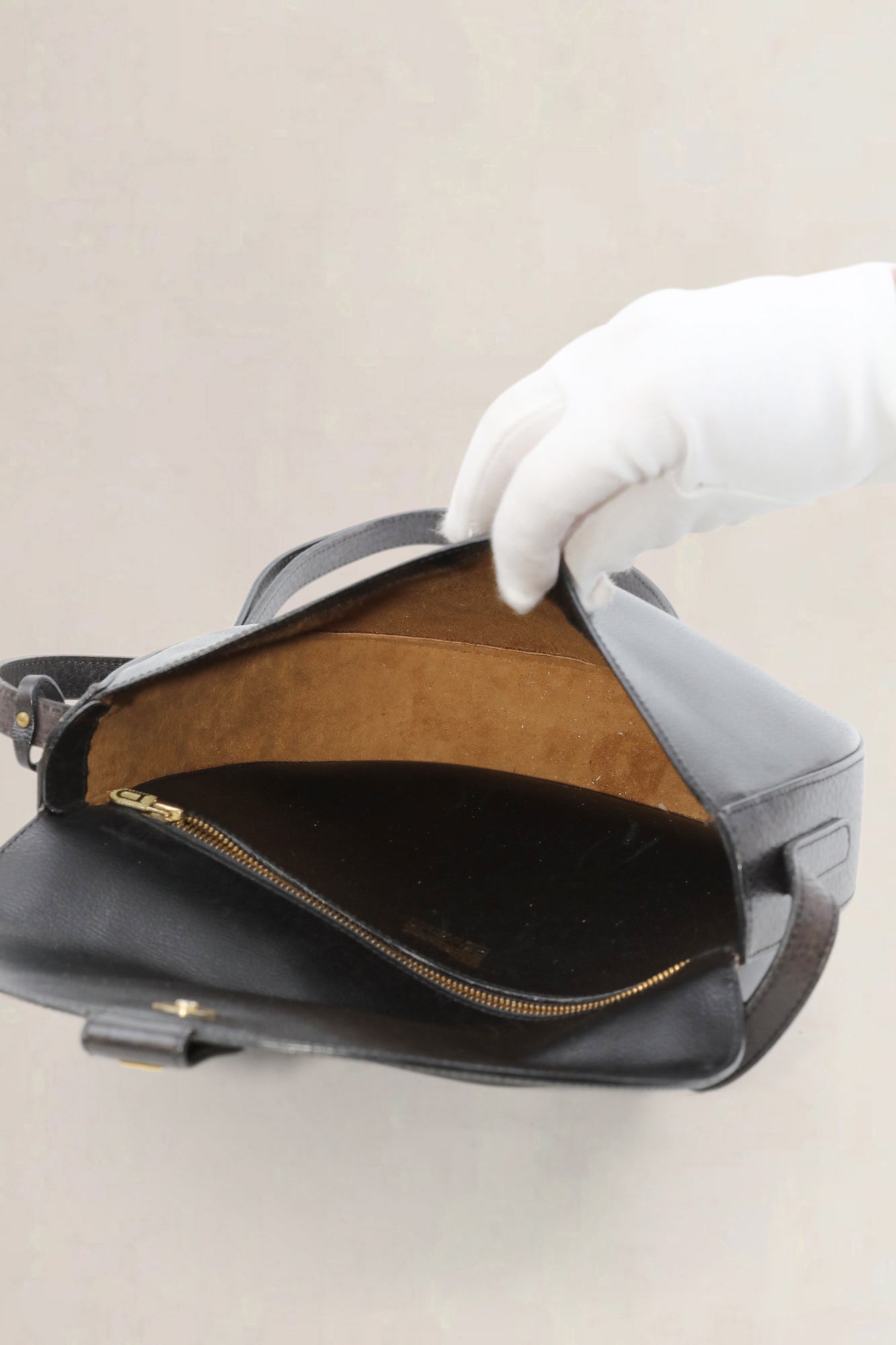 Black Leather "D" Crossbody Bag