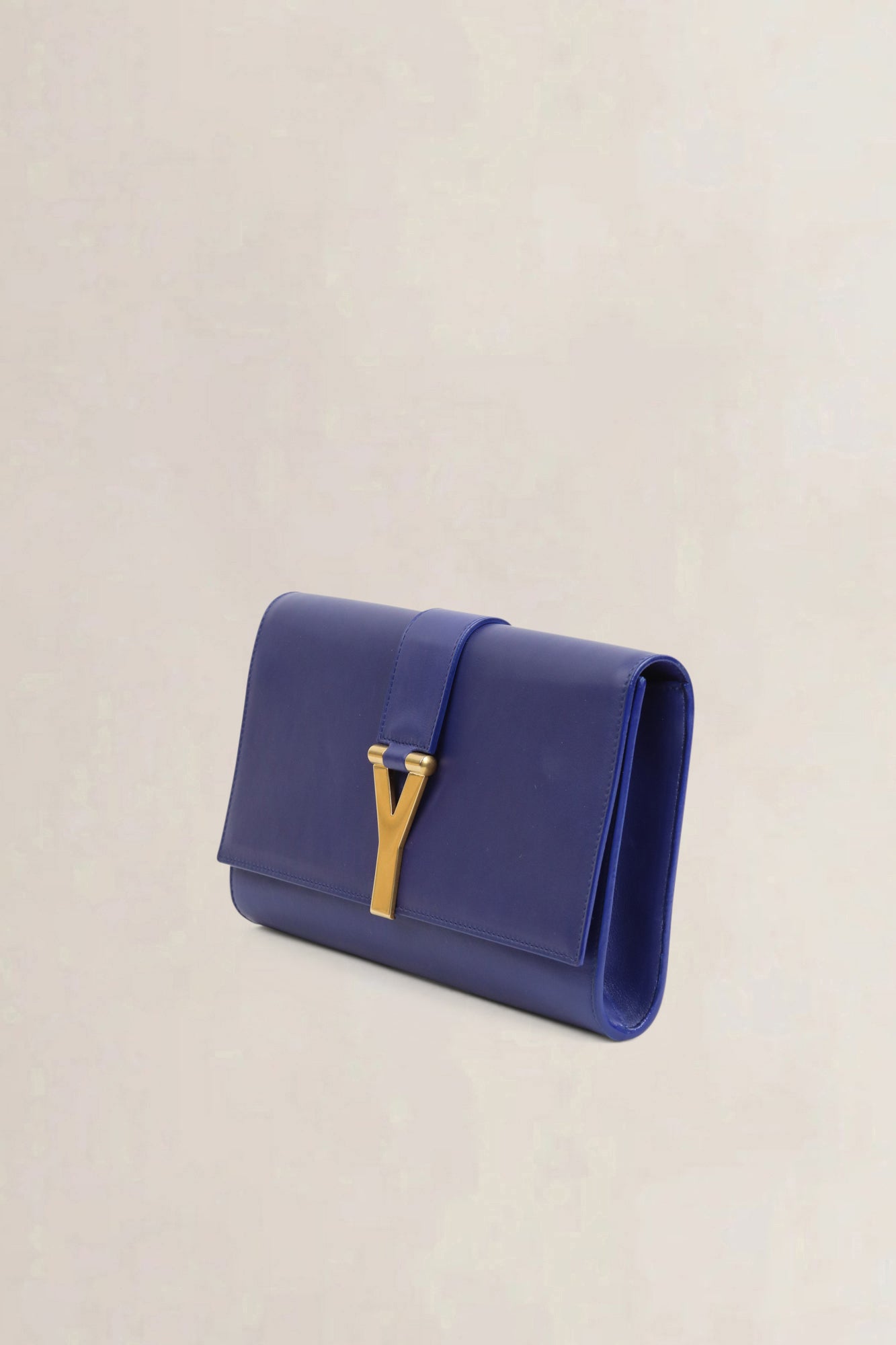 Paris Blue Leather Y-Ligne Clutch