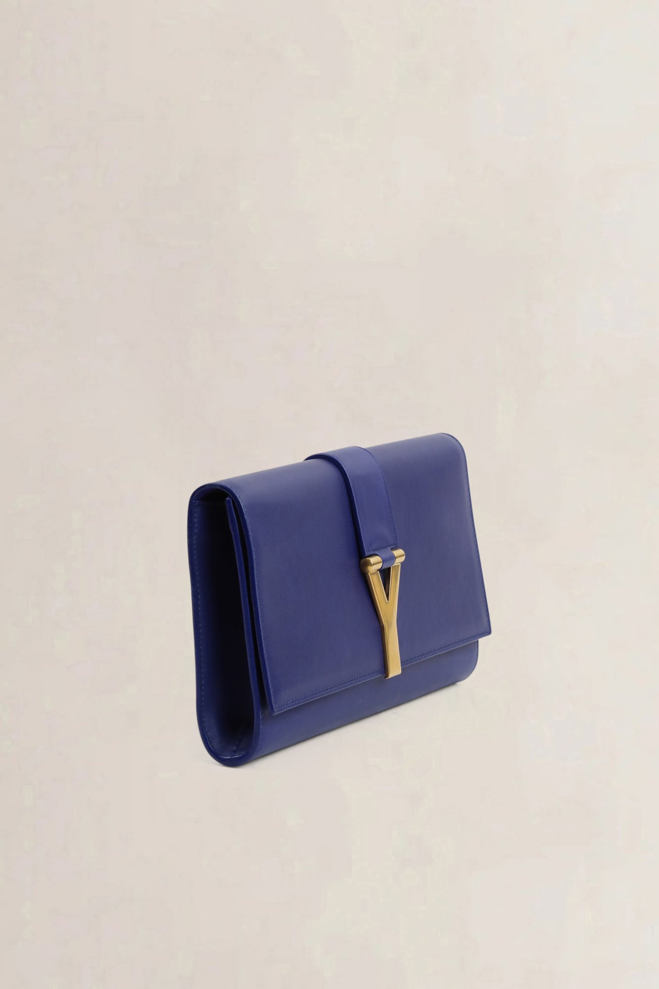 Paris Blue Leather Y-Ligne Clutch