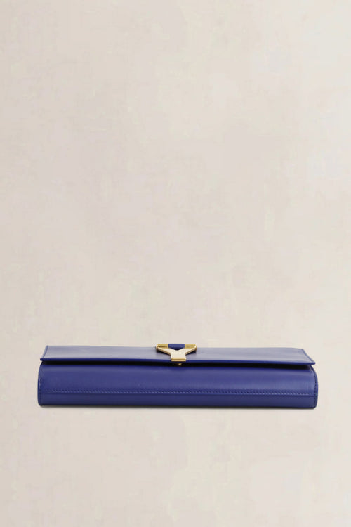 Paris Blue Leather Y-Ligne Clutch