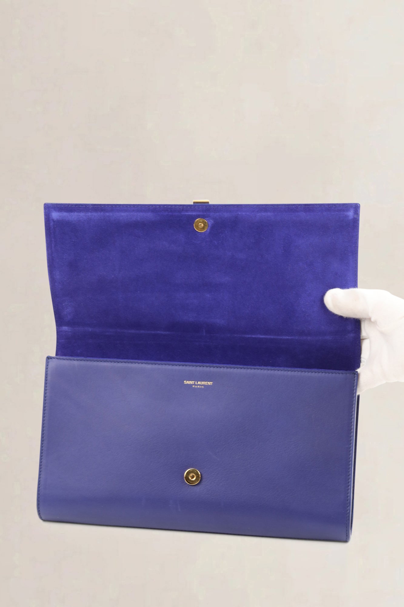 Paris Blue Leather Y-Ligne Clutch