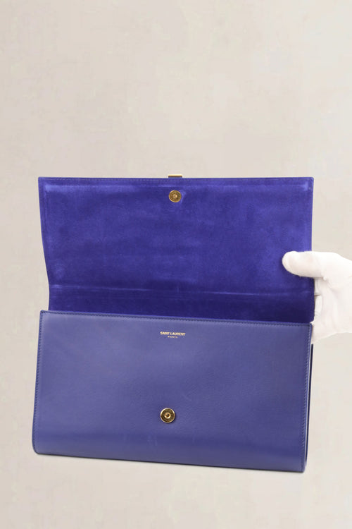 Paris Blue Leather Y-Ligne Clutch