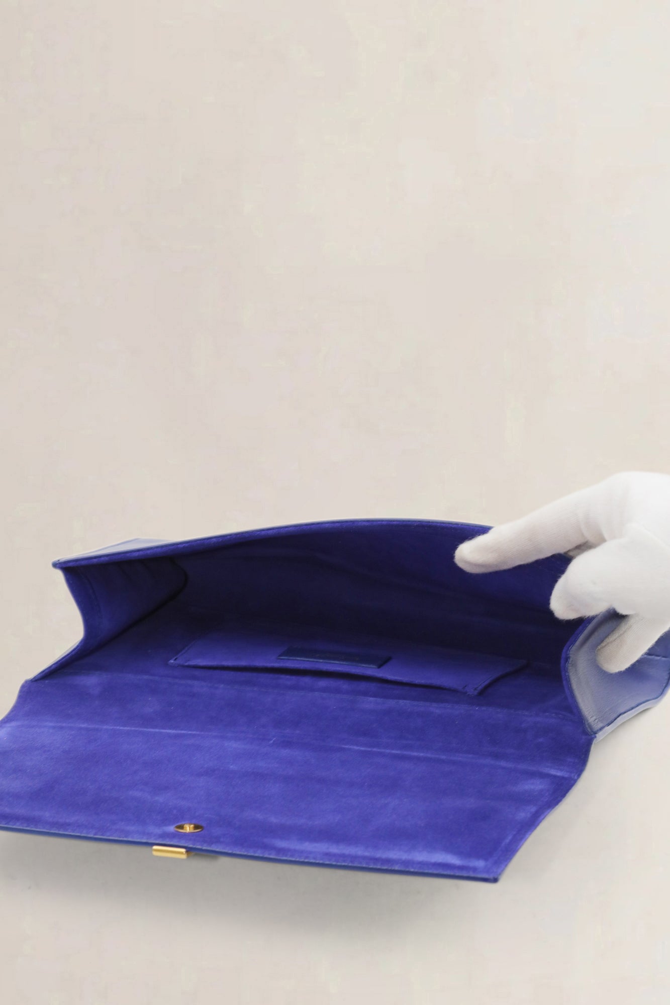 Paris Blue Leather Y-Ligne Clutch