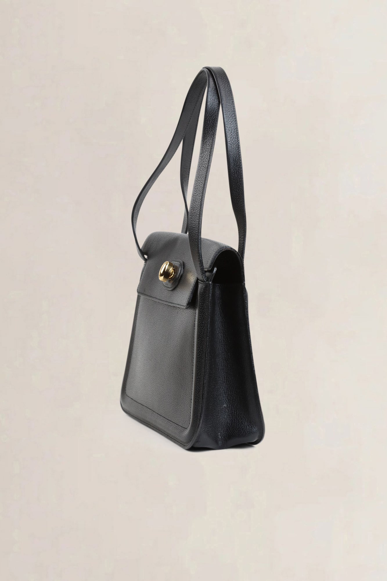 Black Turnlock Shoulder Bag