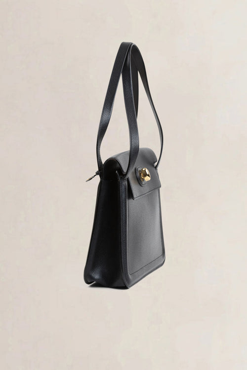 Black Turnlock Shoulder Bag