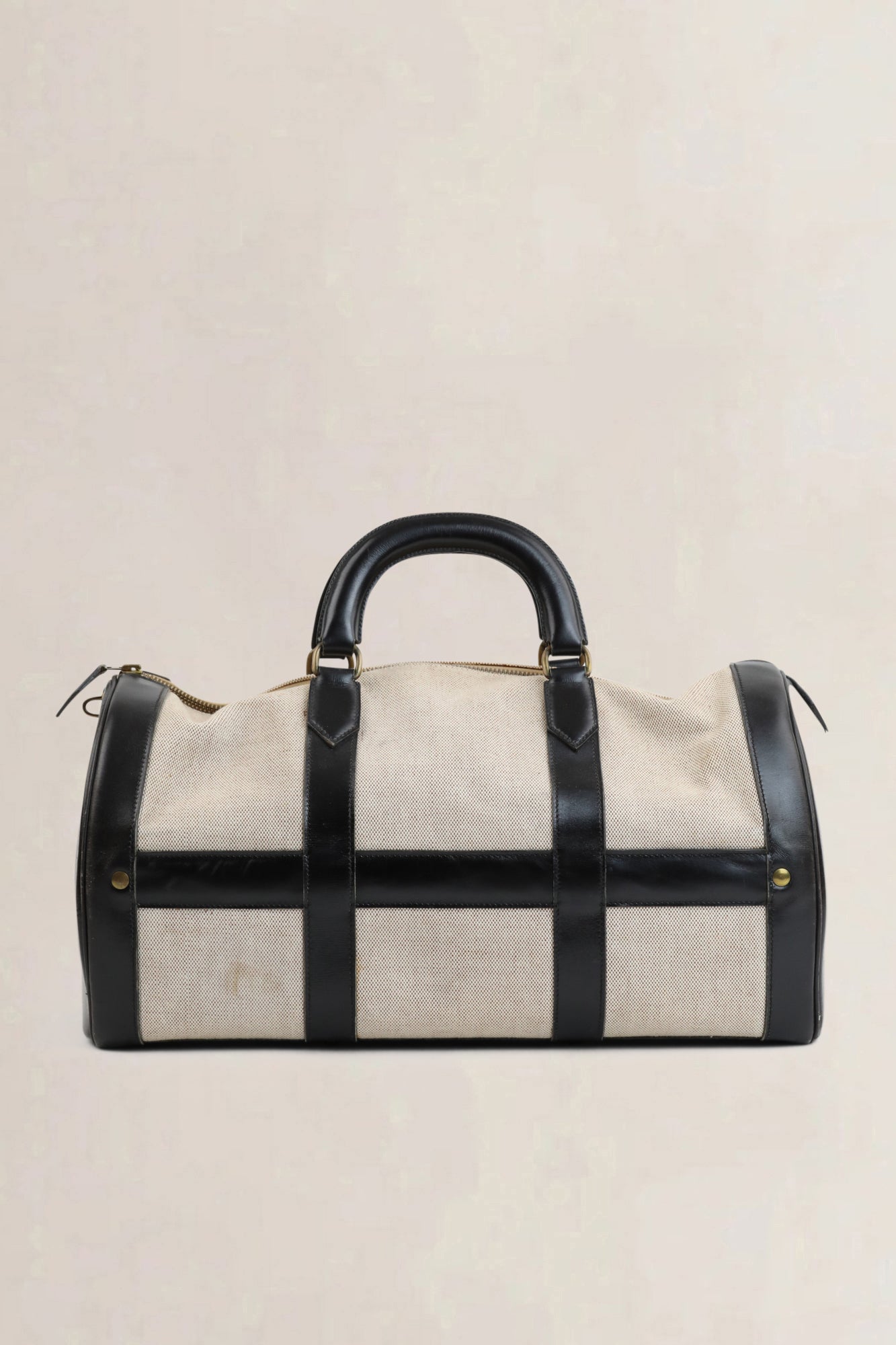 Black Canvas/Leather Boston Travel Bag