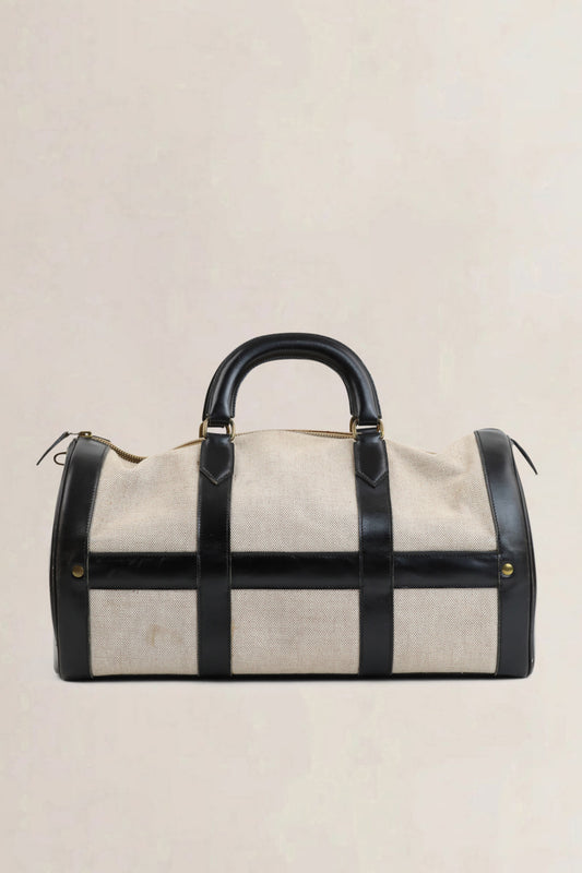 Black Canvas/Leather Boston Travel Bag