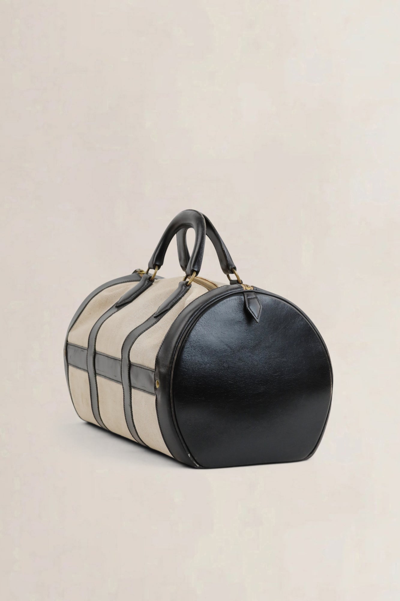 Black Canvas/Leather Boston Travel Bag