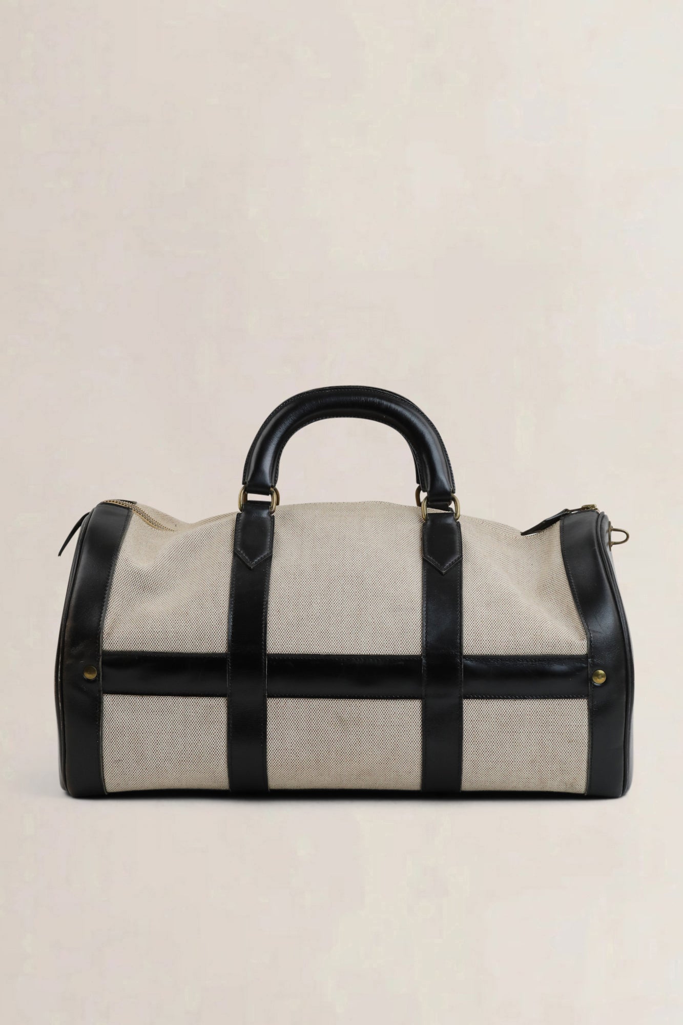 Black Canvas/Leather Boston Travel Bag