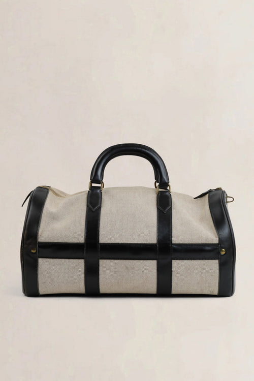Black Canvas/Leather Boston Travel Bag