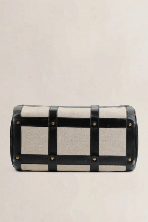 Black Canvas/Leather Boston Travel Bag