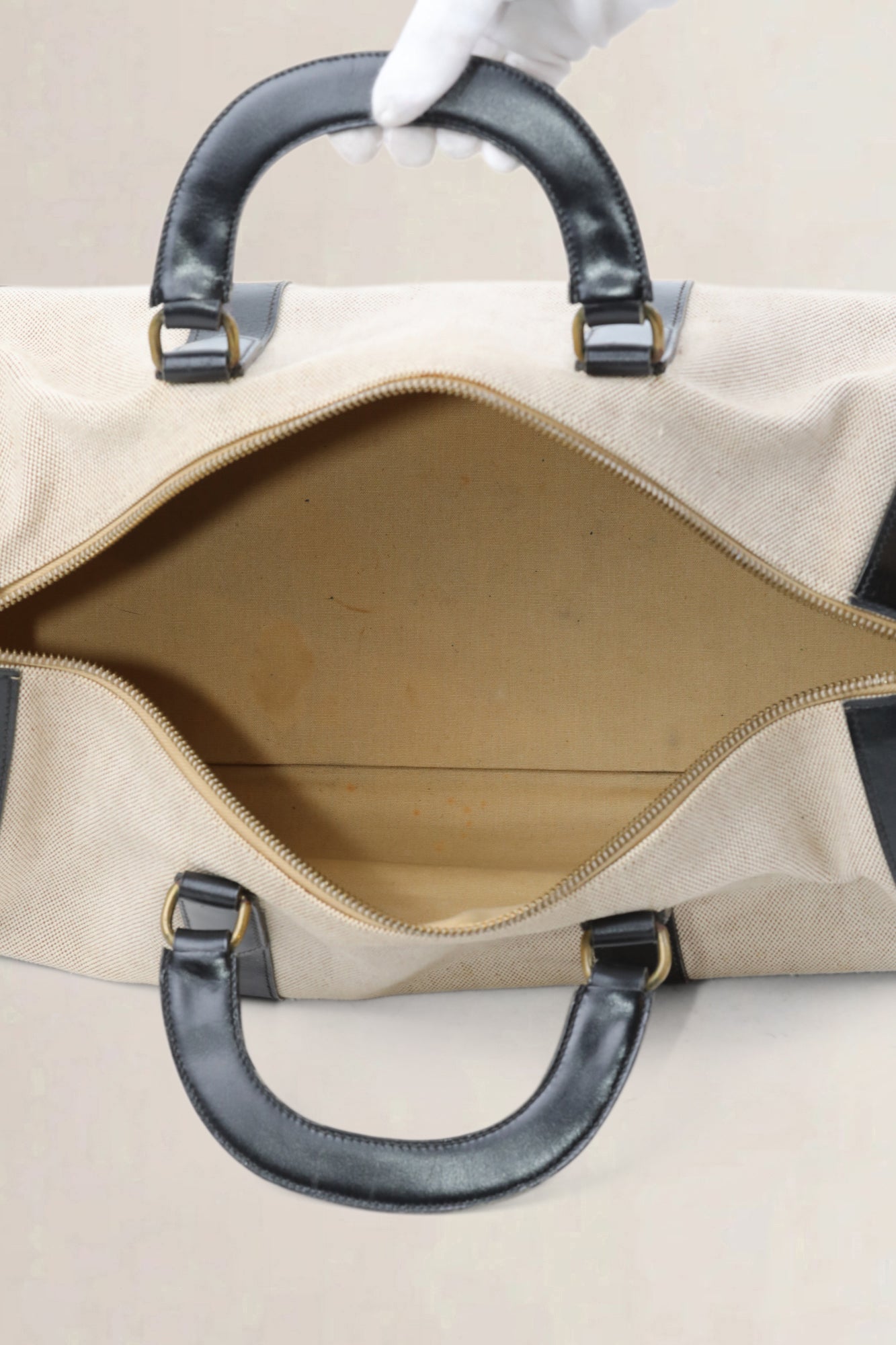 Black Canvas/Leather Boston Travel Bag