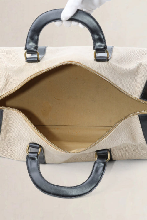 Black Canvas/Leather Boston Travel Bag