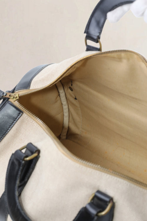 Black Canvas/Leather Boston Travel Bag