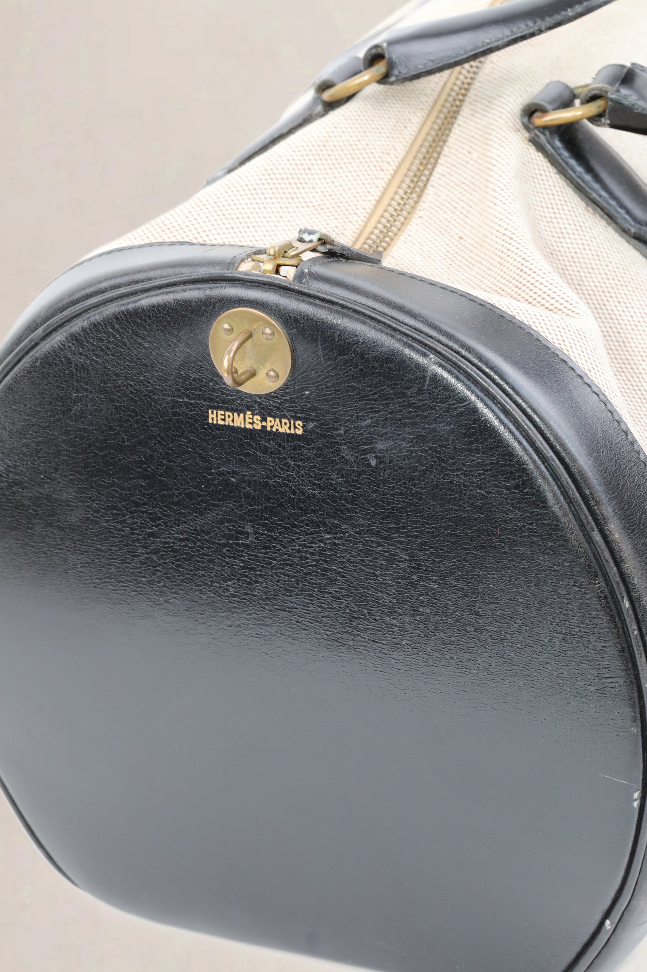 Black Canvas/Leather Boston Travel Bag