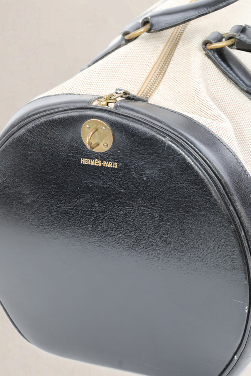Black Canvas/Leather Boston Travel Bag