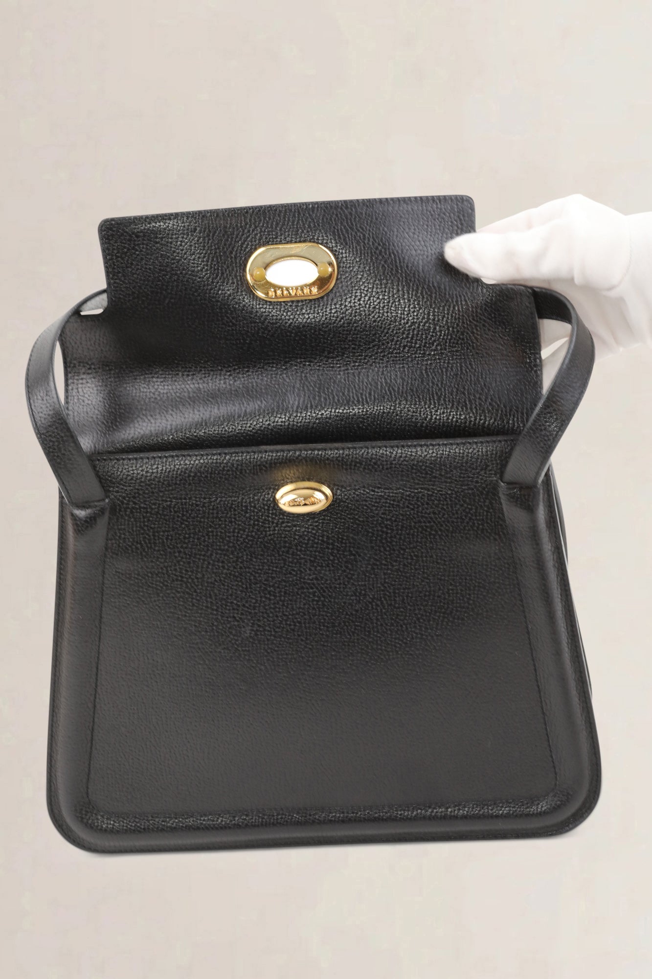 Black Turnlock Shoulder Bag