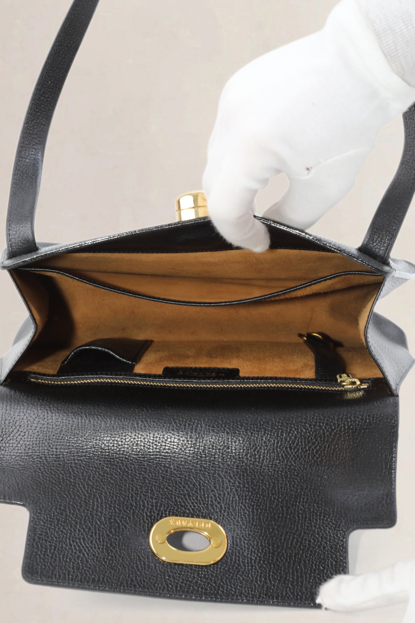 Black Turnlock Shoulder Bag