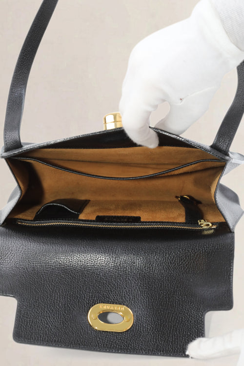 Black Turnlock Shoulder Bag
