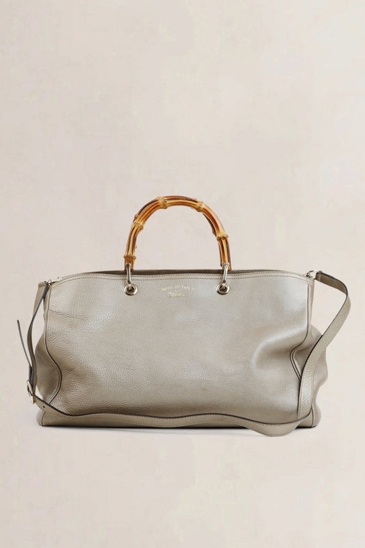 Metallic Large Bamboo Shopper Bag