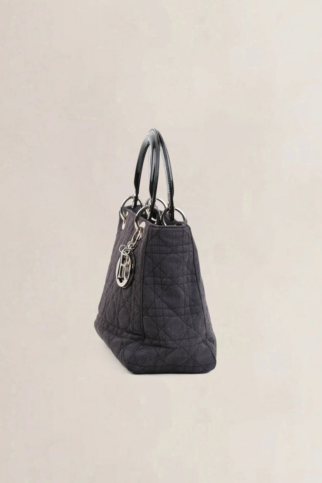 Grey Cannage  Lady Dior Quilted Denim Crossbody Bag