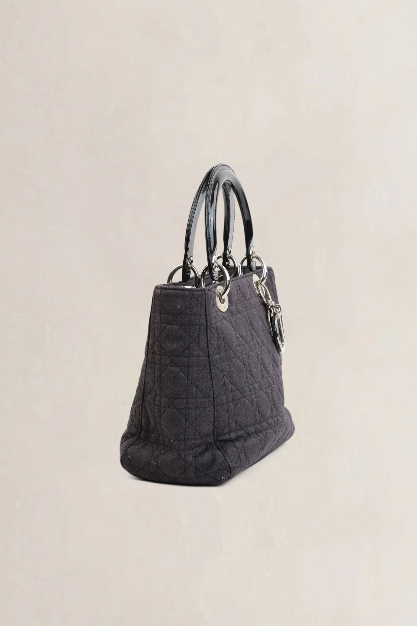 Grey Cannage  Lady Dior Quilted Denim Crossbody Bag