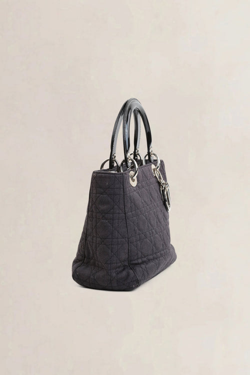 Grey Cannage  Lady Dior Quilted Denim Crossbody Bag