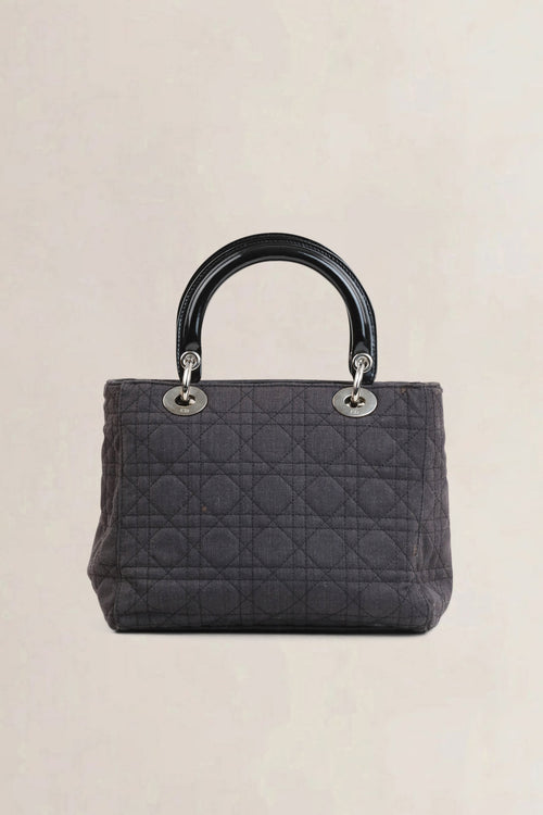 Grey Cannage  Lady Dior Quilted Denim Crossbody Bag