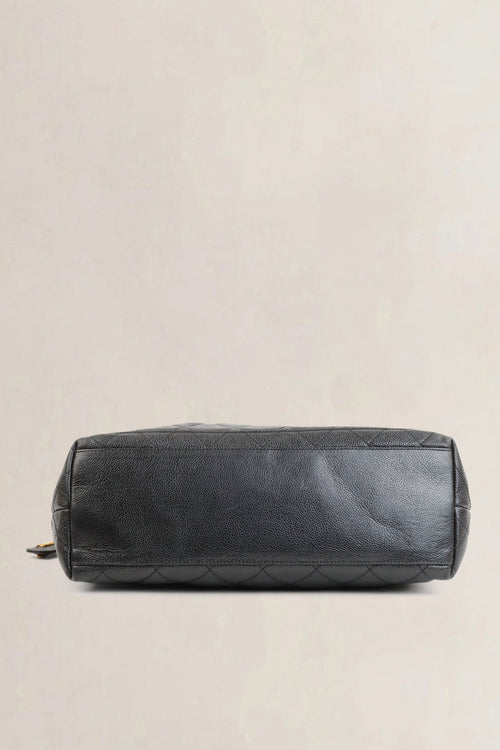 Chanel Black Qaviar Quilted Flap Shoulder Bag