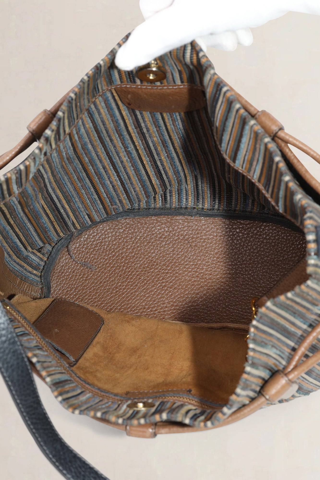 Delvaux Brown/Blue Toile De Cuir Crossbody Bag