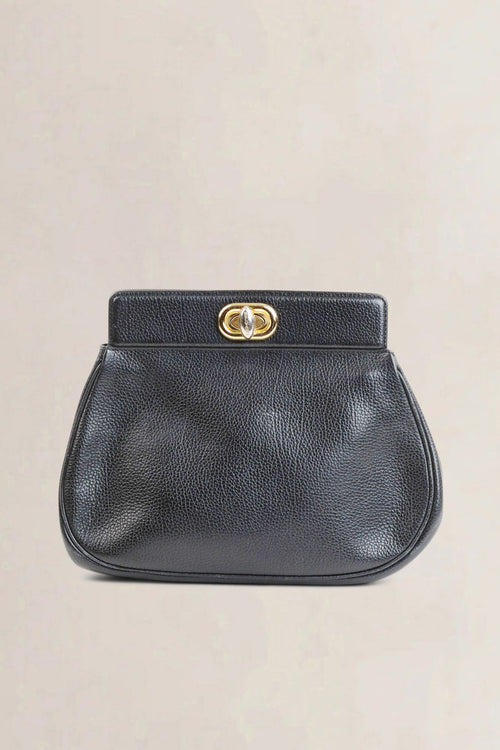 Delvaux Black Turn Lock Clutch