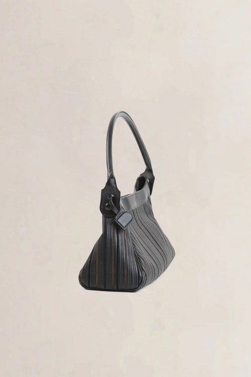 Delvaux Black/Grey Toile De Cuir Cappuccino Shoulder Bag