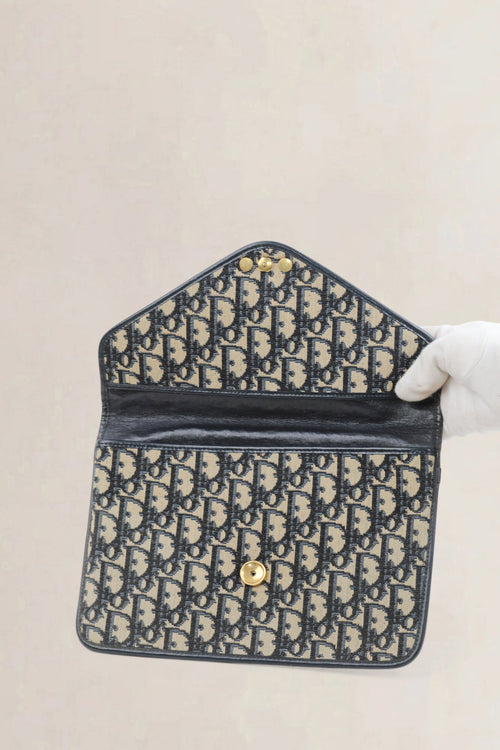 Christian Dior Blue Monogram Enveloppe Clutch