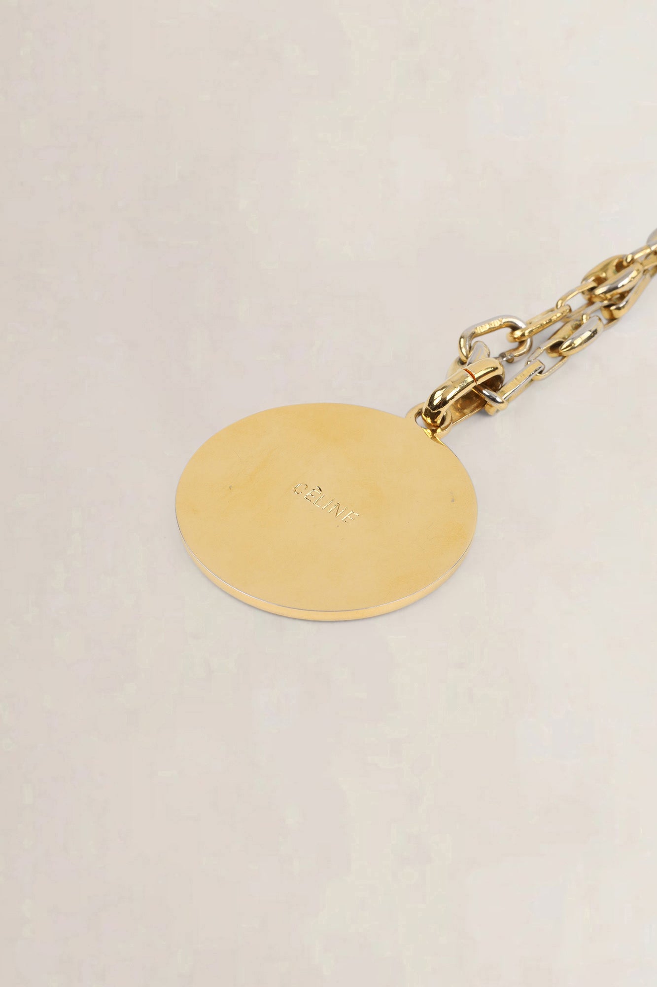 Céline Green Vintage Carriage Pendant Necklace