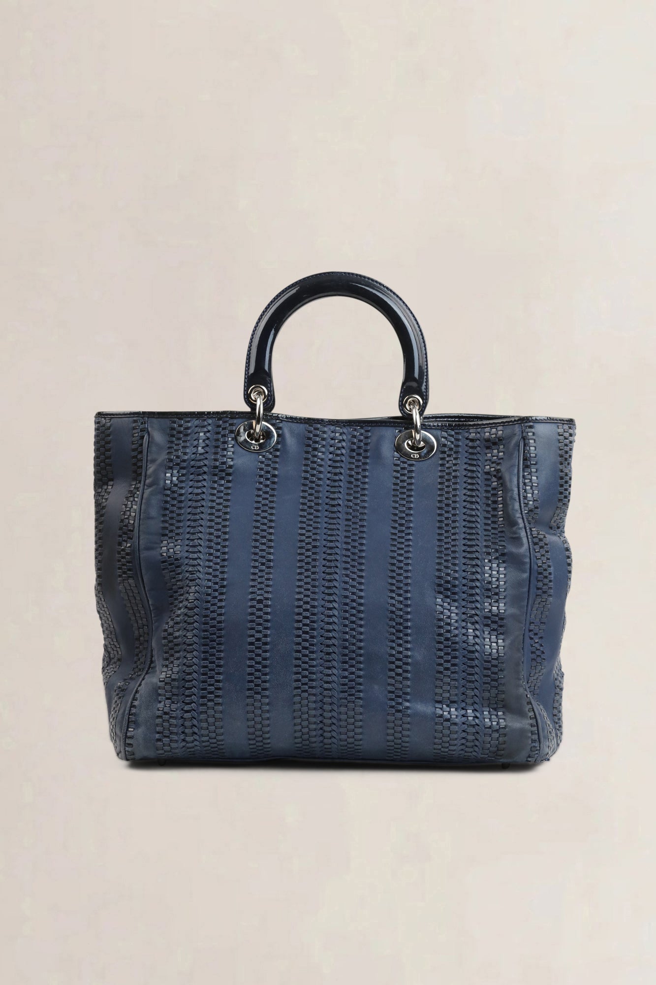 Blue Woven Soft Lady Dior Top Handle Bag