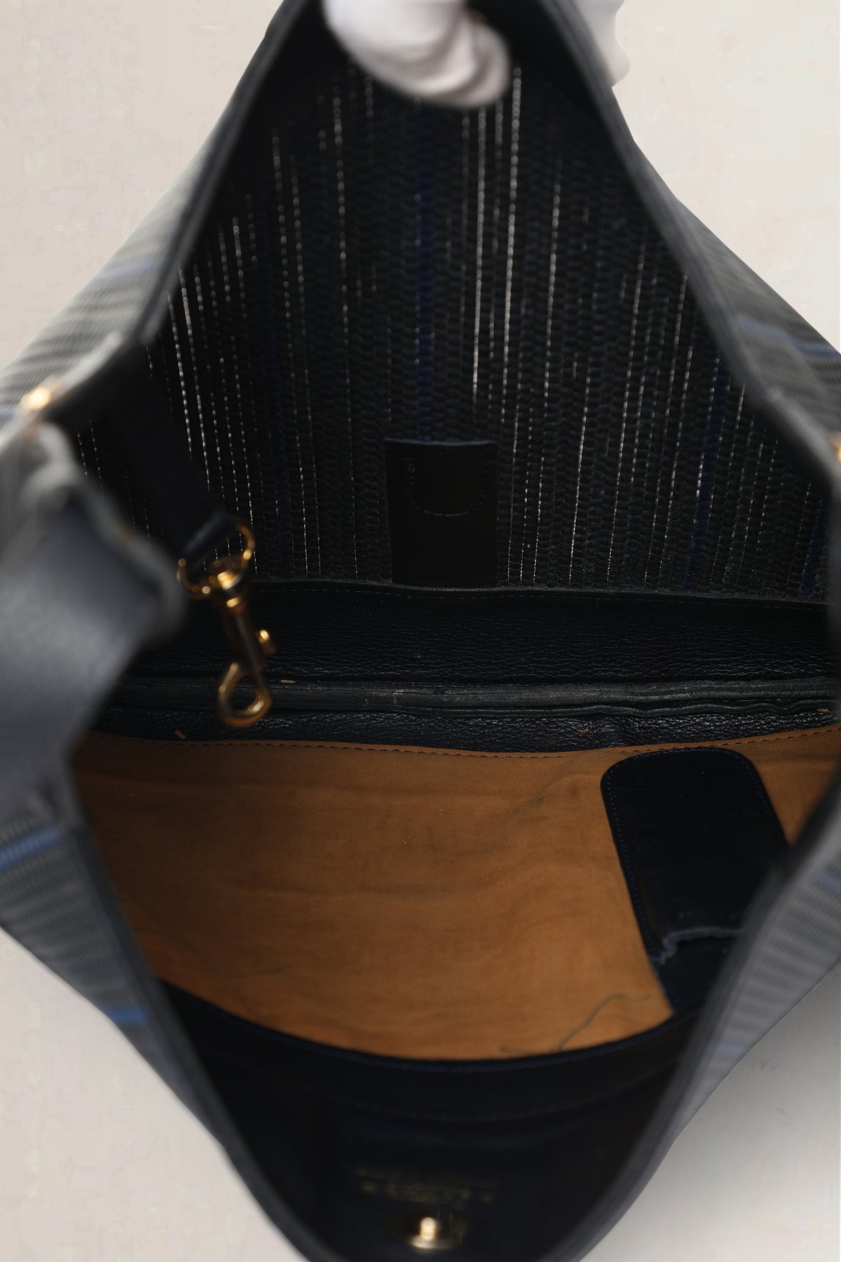 Delvaux Blue & Black Treille Toile de Cuir Crossbody Bag
