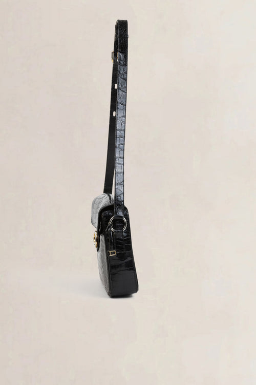 Delvaux Black Croco Bourgogne Crossbody Bag