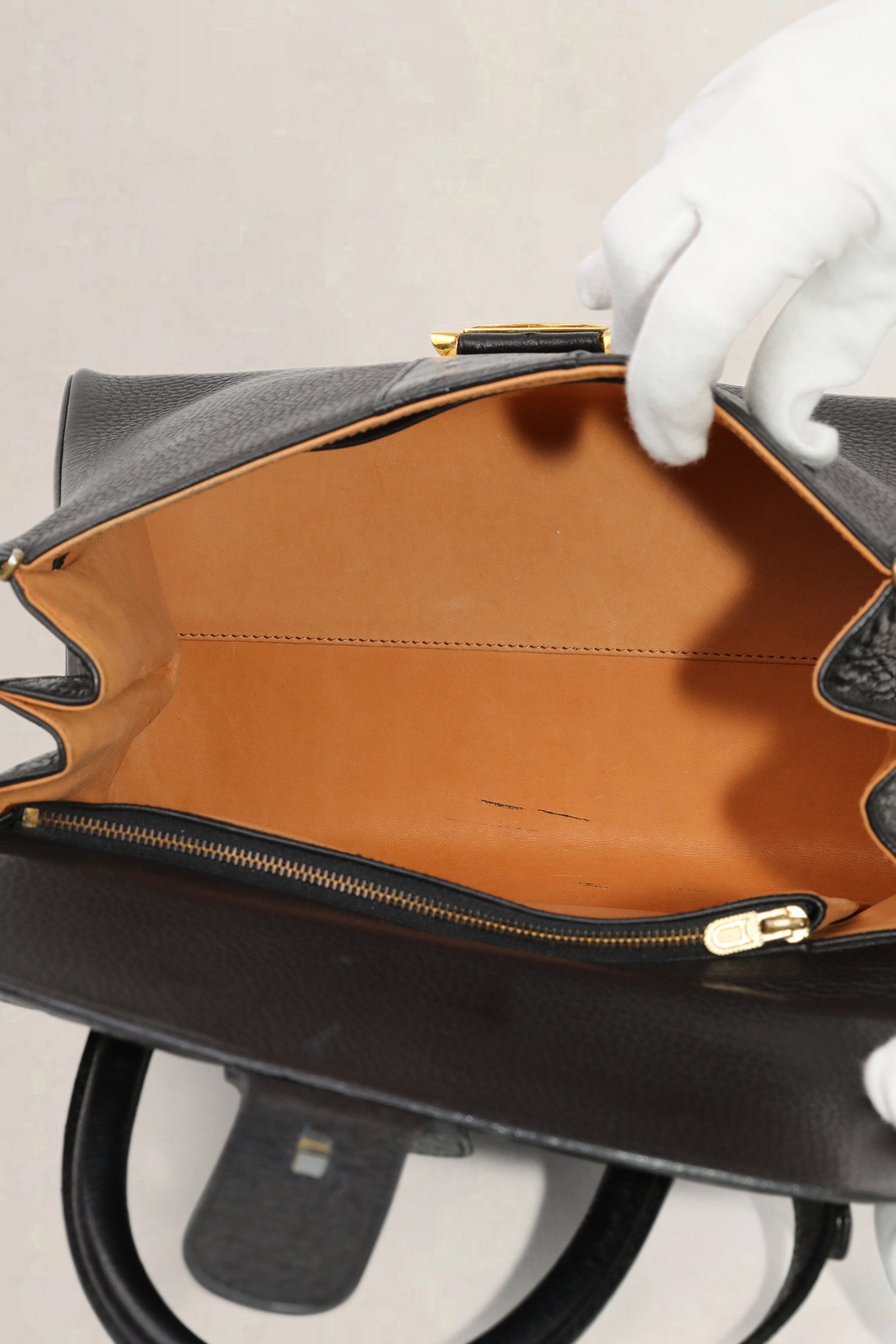 Delvaux Black Ostrich/Leather Delvaux Brillant MM Crossbody Bag