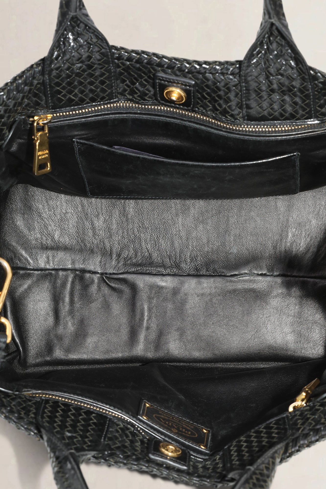 Prada Black Woven Madras — preloved