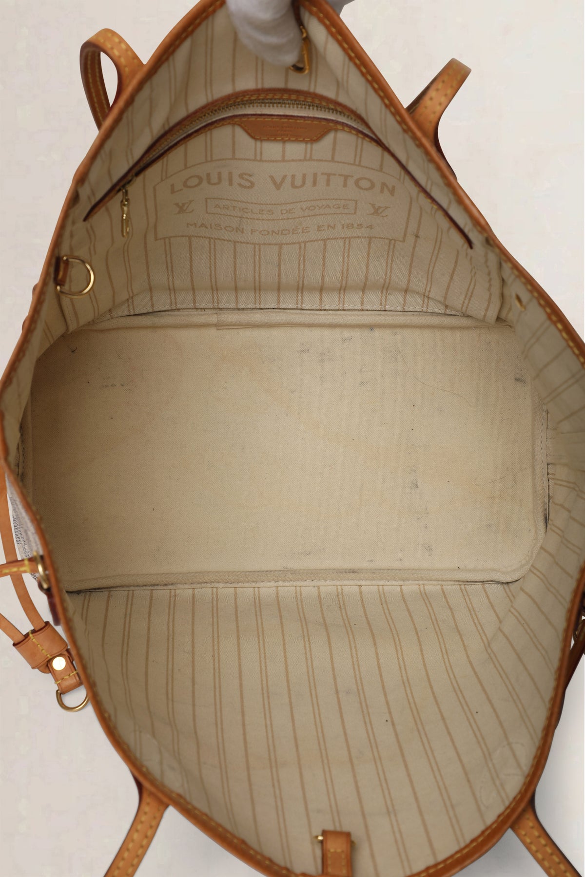 Louis Vuitton White Neverfull Damier Azur MM Shoulder Bag