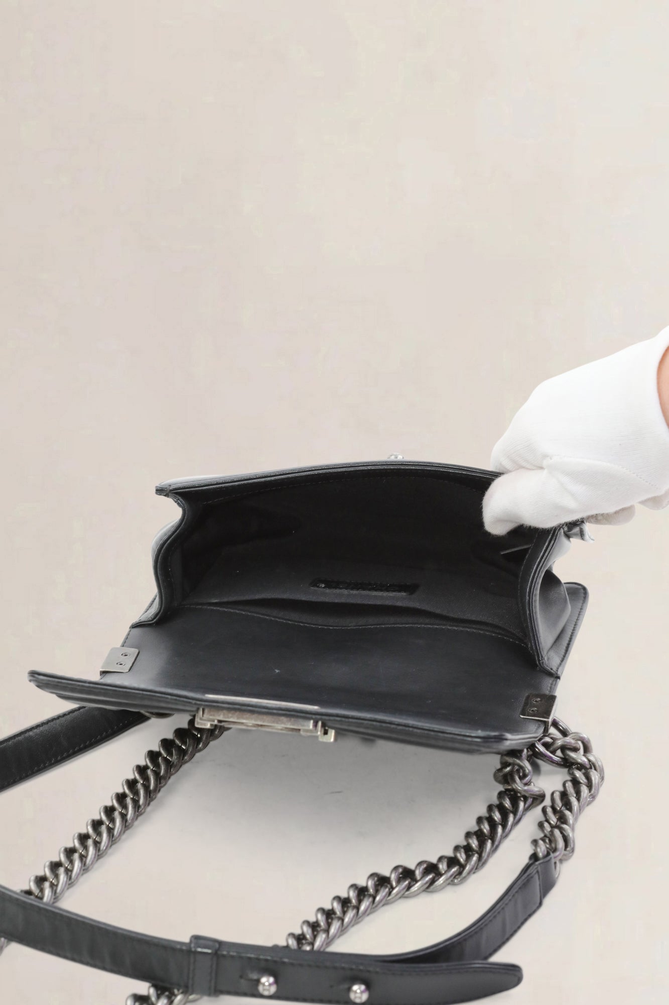 Black Small Pleated Boy Calfskin Leather Crossbody Bag